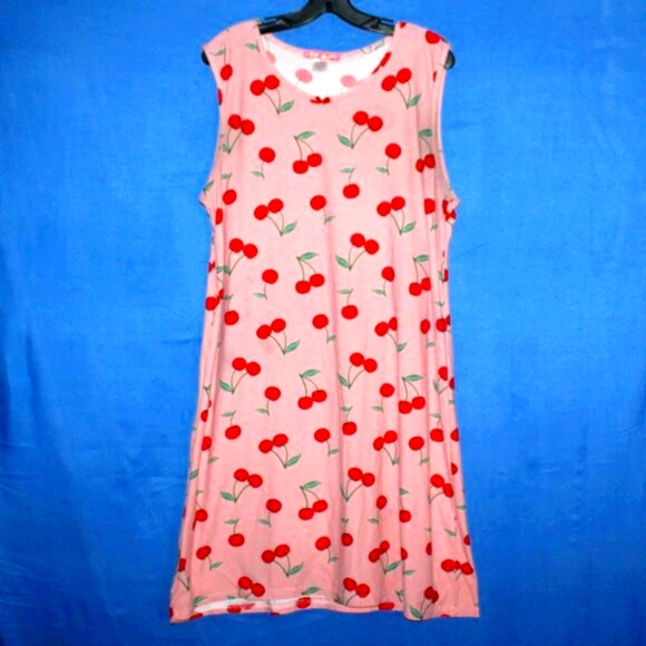 5 More Minutes Cherry Print Nightgown 1X - Picture 1 of 7